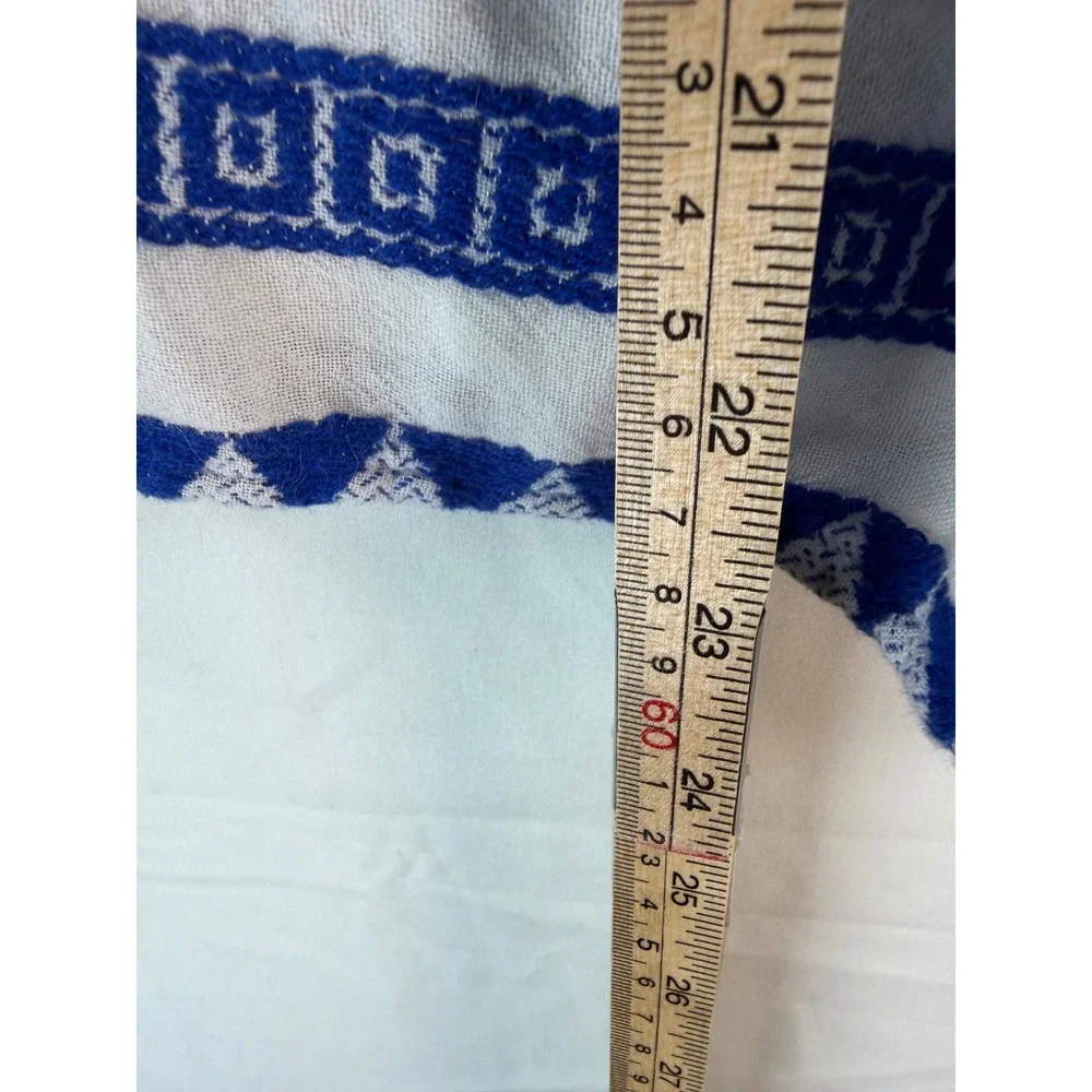 Old Navy Blue White Geometric Tribal Babydoll Blouse Top Womens Small Boho